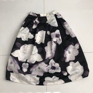 Black & Floral Full Skirt